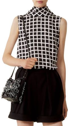 Lanvin Printed Silk Sleeveless Top in White/black at Nordstrom, Size 38 Eu