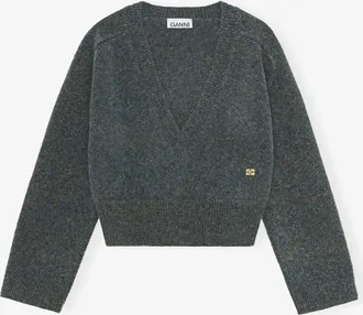 Ganni Blue Coral Jumper in Brushed Mohair - Size XXS Wool