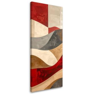 Feeby Impresi&oacute;n De Imagen, Olas Abstractas En Tonos Rojo Y Beige, 40x120