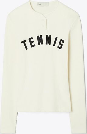Tory Burch Womens Ribbed Cotton Tennis Henley, size XS