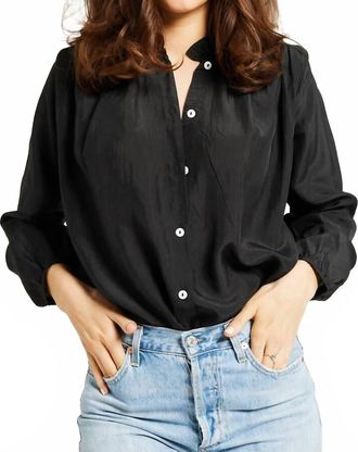 Mille Francesca Long Sleeve Top In Black Silk