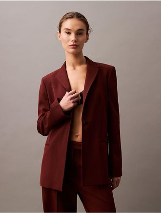 Calvin Klein Womens Soft Crepe Blazer - Red - 10