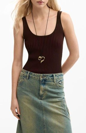 Desigual Rib Tank in Brown at Nordstrom, Size Medium
