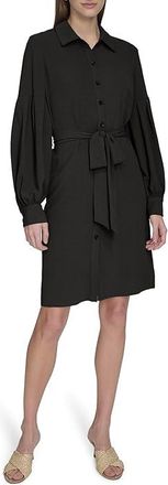 Calvin Klein Aerowash Self Tie A-Line Womens Dress Black : 14, Polyester