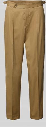 HUGO BOSS Tapered Bundfaltenhose aus Baumwoll-Mix Modell PERINO in Beige, Gr&ouml;&szlig;e 48