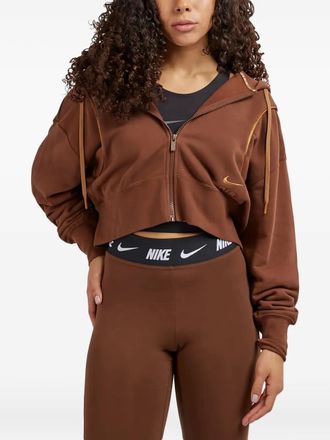 Nike full-zip fleece hoodie - women - Fabric - S - Brown
