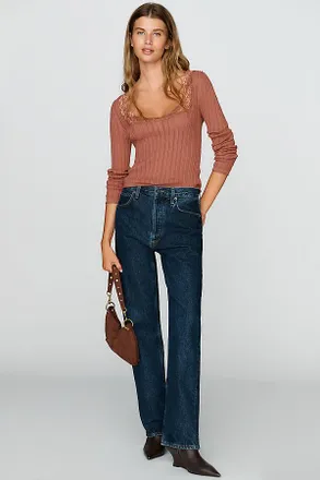 A Gold E 90s Pinch Waist High Rise Straight Jeans