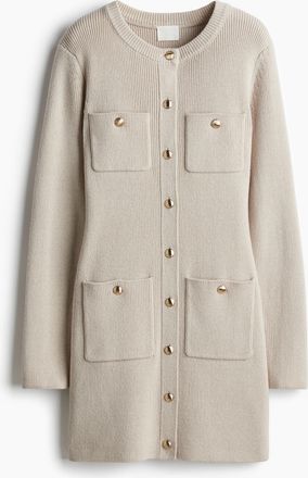 H&M Strickkleid mit Taschen - Helles Greige