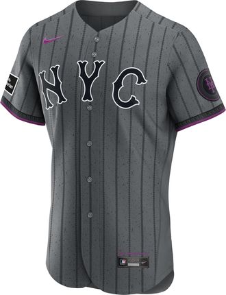 Nike New York Mets City Connect Nike Mens MLB Authentic Jersey in Grey | 890007YJNME-38L