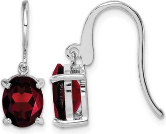 Diamond2Deal Sterling Silver Rhodium Plated Garnet Wire Earrings