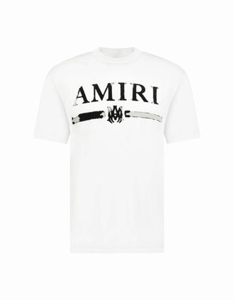 Amiri Mens Amiri Ma Bar Applique T-Shirt White - Size: 42