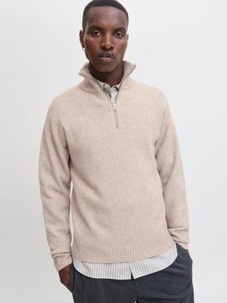 Jack & Jones Troyer JACK & JONES JJESOHO OLLIE KNIT HALF ZIP SN, Herren, Gr. XXL, atmosphere, Strick, Obermaterial: 51% Polyester, 41% Polyacryl, 5% Wolle, 3% Elas