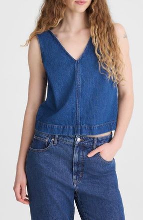 Madewell Denim V-Neck Shell in Marina Blue at Nordstrom, Size Xx-Small