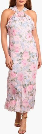Needle & Thread Camilles Garden Halter Neck Ankle Gown in Seashell at Nordstrom, Size 6
