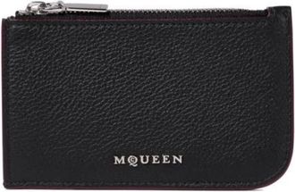 Alexander McQueen Accessoires, Dames, Zwart, ONE Size, Leer, Zwarte Portemonnee met Patentdetails