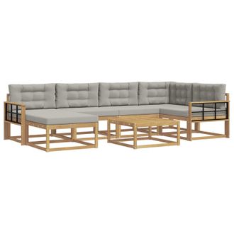 vidaXL Conjunto De Sof&aacute;s De Exterior 7 Pcs Blanco Y Gris Claro Vidaxl