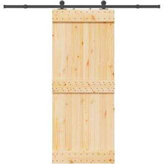 vidaXL Vidaxl - Puerta Corredera Con Herrajes Madera Maciza De Pino 85x210 Cm
