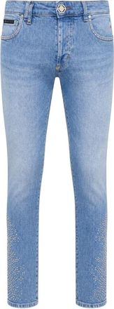 Philipp Plein Pantaloni Denim Super Straight Cut con Borchie - - Jeans - Uomo - Blu - W31