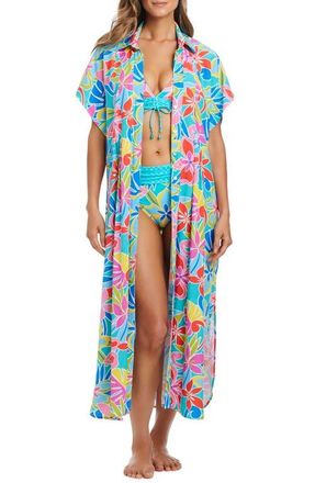 Bleu Rod Beattie Short Sleeve Cover-Up Dress in Aqua Fresca at Nordstrom, Size X-Large