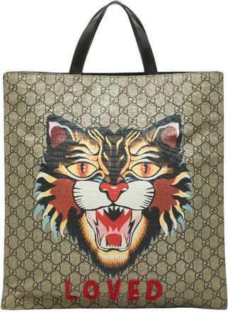 Gucci Beige Pvc Leather Tote Bag (Pre-Owned)