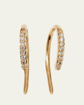 Lana Jewelry 14K Gold Diamond Mini Hooked Earrings