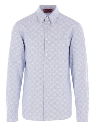 Gucci GG-jacquard shirt - men - Cotton - 16 - Blue