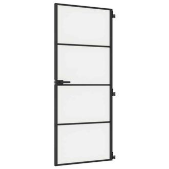 Berkfield Home Interior Door Slim Black 83x201.5 cm Tempered Glass & Aluminium