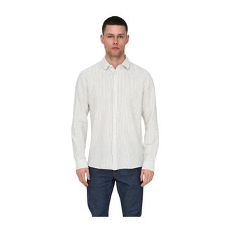 Only & Sons Only & Sons, Overhemden, Heren, Beige, L, Linnen, Caiden gestreepte linnen blouse