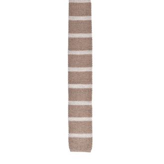 Brunello Cucinelli Brunello Cucinelli Mens Textured Striped Knit Tie - Tan Cotton - One Size