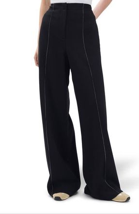Rag & Bone Irina Contrast Stitch Straight Leg Pants in Black at Nordstrom, Size 10