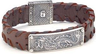 Samuel B. Engraved Dragon Leather Bracelet in Brown at Nordstrom Rack