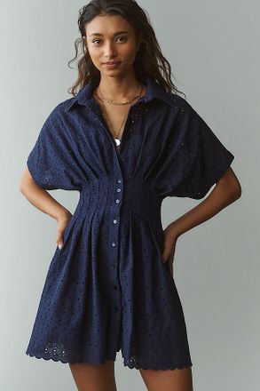 Exquise The Tobie Eyelet Mini Shirt Dress by Exquise