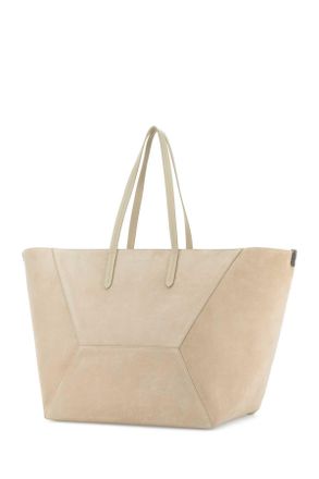 Brunello Cucinelli Womens Suede Shopping Tote Beige