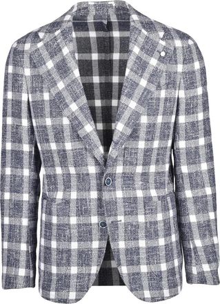 Lubiam Blazer Jacket Cotton Acrylic Linen - White/Blue