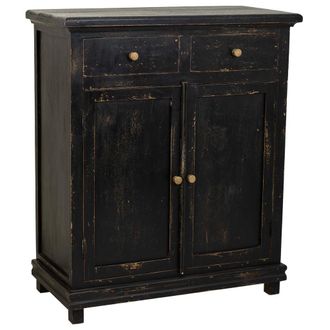 Wanderlust Deco Wanderlust Deco - Recibidor De Madera Artesnal De 2 Puertas Y 2 Cajones Negro 85x40x100