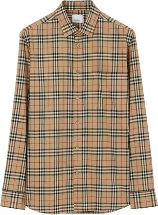 Burberry Geruit Grijs Overhemd met Vintage Check-patroon - Heren - Casual Overhemden - Grijs - L - Katoen - Overhemden