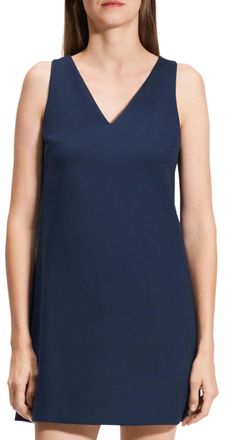 Theory V-Neck Shift Mini Dress In Navy