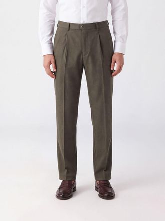 Incotex Straight Fit Pleated Wool Blend Tailored Trousers