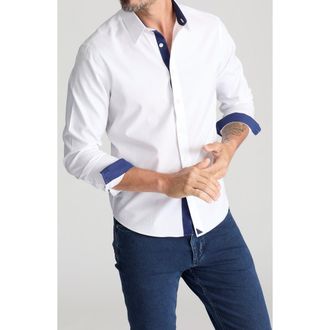 UNTUCKit Las Cases Wrinkle Resistant Button-Up Shirt in White at Nordstrom, Size Large