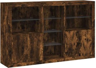 vidaXL Sideboard with led Lights Smoked Oak 162x37x100 cm Vidaxl