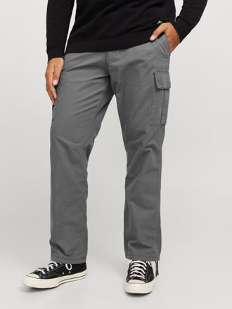 Jack & Jones Plus Size Cargohose JPSTKANE JJBARKLEY CARGO PANT NOOS PLS, Damen, Gr. 42 (4XL), L&auml;nge 36, grau (castlerock), Web, Obermaterial: 100% Baumwolle, JACK & JONES PL