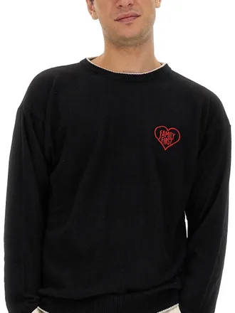 Family Fir$t Milano Logo Cashmere Blend Sweater - Black