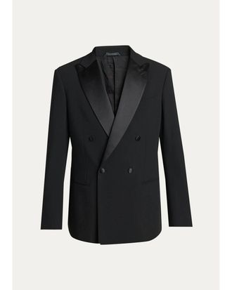 Giorgio Armani Mens Double Breasted Virgin Wool-blend Blazer