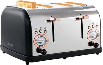MegaChef 4 Slice Wide Slot Toaster with Variable Browning in Black and Rose Gold at Nordstrom