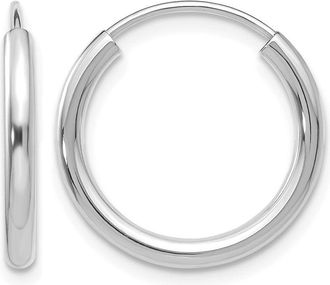 Diamond2Deal 10k White Gold Round Endless Hoop Earrings 0.61g