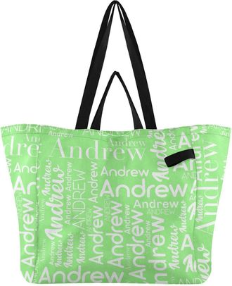 Generic Custom Pale Green print Reusable Canvas Tote Bag, Heavy Duty Grocery Shopping Bag with Large Capacity Hard Bottom Double Handles Work Groceries Travel
