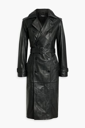 Muubaa Cassie belted leather trench coat - Black - UK 16