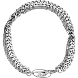 Diesel Oval D Toggle Chain Necklace in Silver at Nordstrom