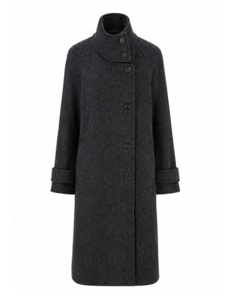 Pomandere Turtleneck Virgin Wool-Blend Asymmetric Trench Coat
