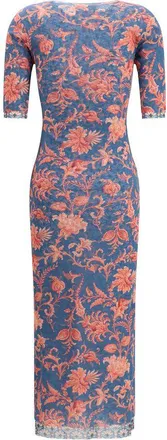 Etro Floral Stretch Tulle Dress - Blue